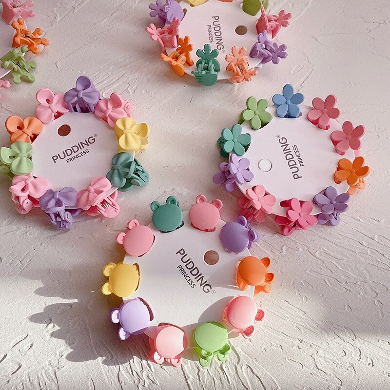 10PCS/Set Girls Cartoon Colorful Flower Mini Hair Claws Kids Sweet Hairpins Children Hair Accessories Cute Hair Clip
