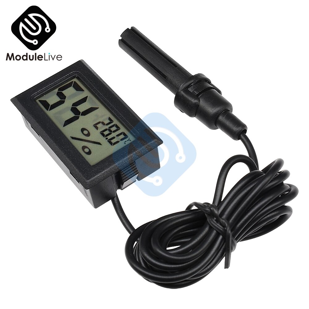 Mini Probe Digital LCD Thermometer Hygrometer Humidity Temperature Meter Indoor Digital LCD Display White Black