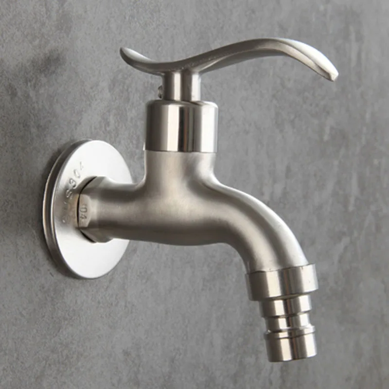 Garten-Wasserhahn aus Edelstahl 304, Wandmontage, gebürstet, schnell zu öffnend, für den Außenbereich, Gartenwaschbecken, Mopp-Wasserhahn: Default Title