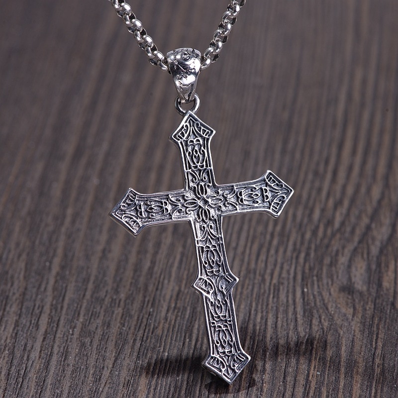 BALMORA 925 Sterling Silber Kreuz Schädel Anhänger für Männer thailändisch Silber retro Christian Schmuck Zubehör Ohne eine Kette