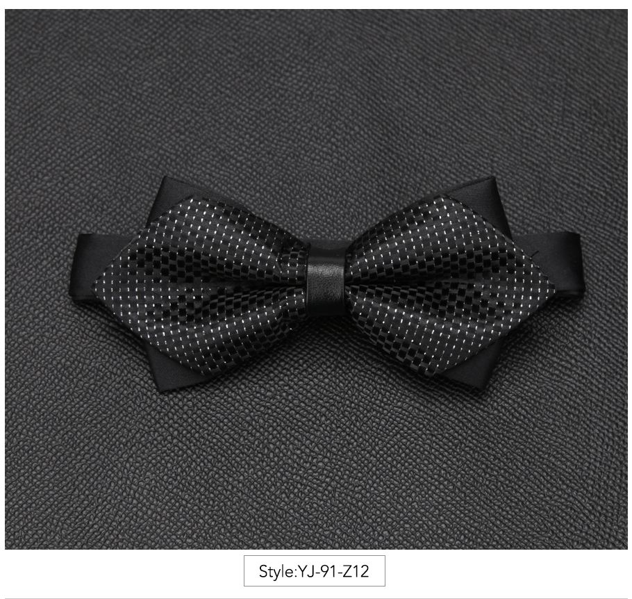 Nœud papillon pour hommes, accessoires luxueux, cravate noire, costume Commercial formel, pour cérémonie de mariage,: YJ-91-Z12