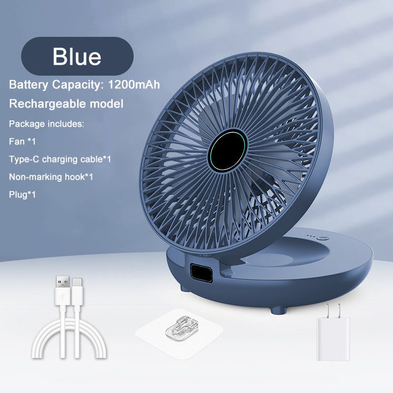 Ventilador de cocina de doble uso para el hogar, ventilador pequeño con carga USB, silencioso, de viento grande, de escritorio, Mini ventiladores eléctricos portátiles: Amarillo claro
