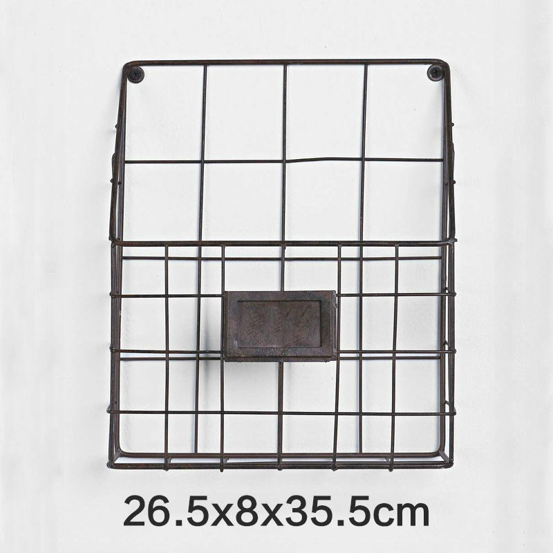 Metal wire væg magasin rack avis rack 26.5 x 8 x 35.5cm vægmonteret postsorterer med tavle etiket