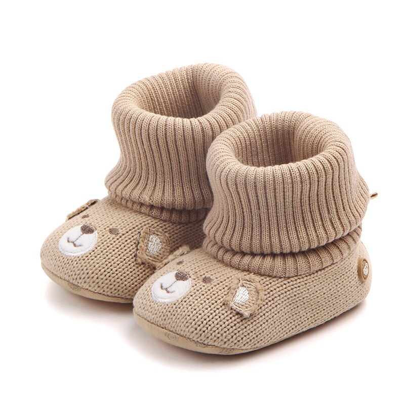 Novo 2018 inverno botas de bebê bonito urso animal meninas meninos tricô botas super manter quente infantil sapatos da criança 0-18 m