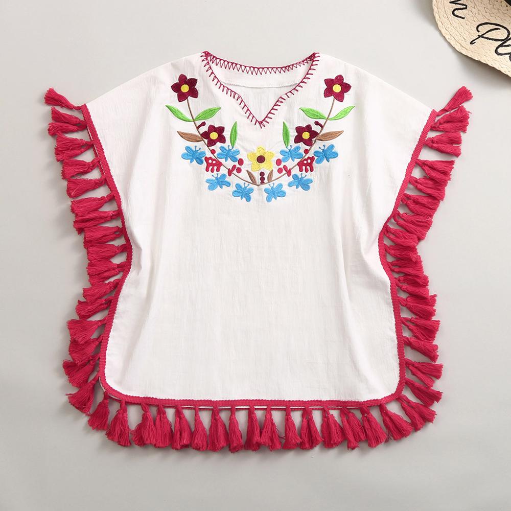 Børn baby piger småbørn blomst kvast linned kimono strand cover up kaftan nyhed åndbart behageligt tøj  z9%