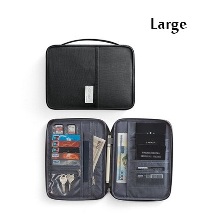 DIHOPE rodzina etui na paszport teczka na dokumenty wodoodporny portfel podróżny pakiet etui na dowód osobisty Organizer akcesoria podróżne: czarny L