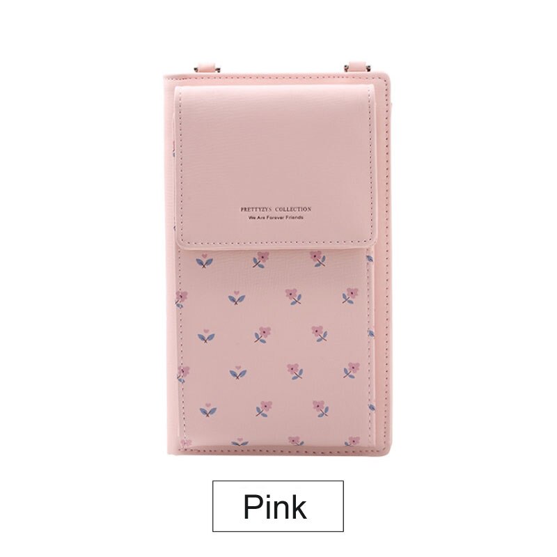 Women Casual Wallet Brand Cell Phone Wallet Big Card Holders Wallet Handbag Purse Clutch Messenger Shoulder Straps Bag: Style 1 Pink