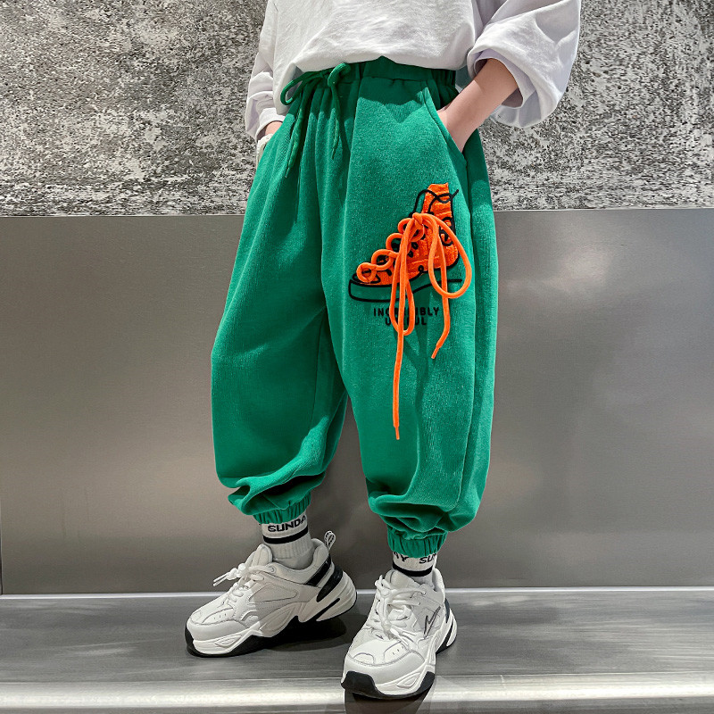 Pantalones vaqueros de pierna ancha para Niña y Adolescente, vaqueros rectos de cintura alta de algodón informales con bolsillo frontal y perlas, novedad, Primavera: Verde / 11