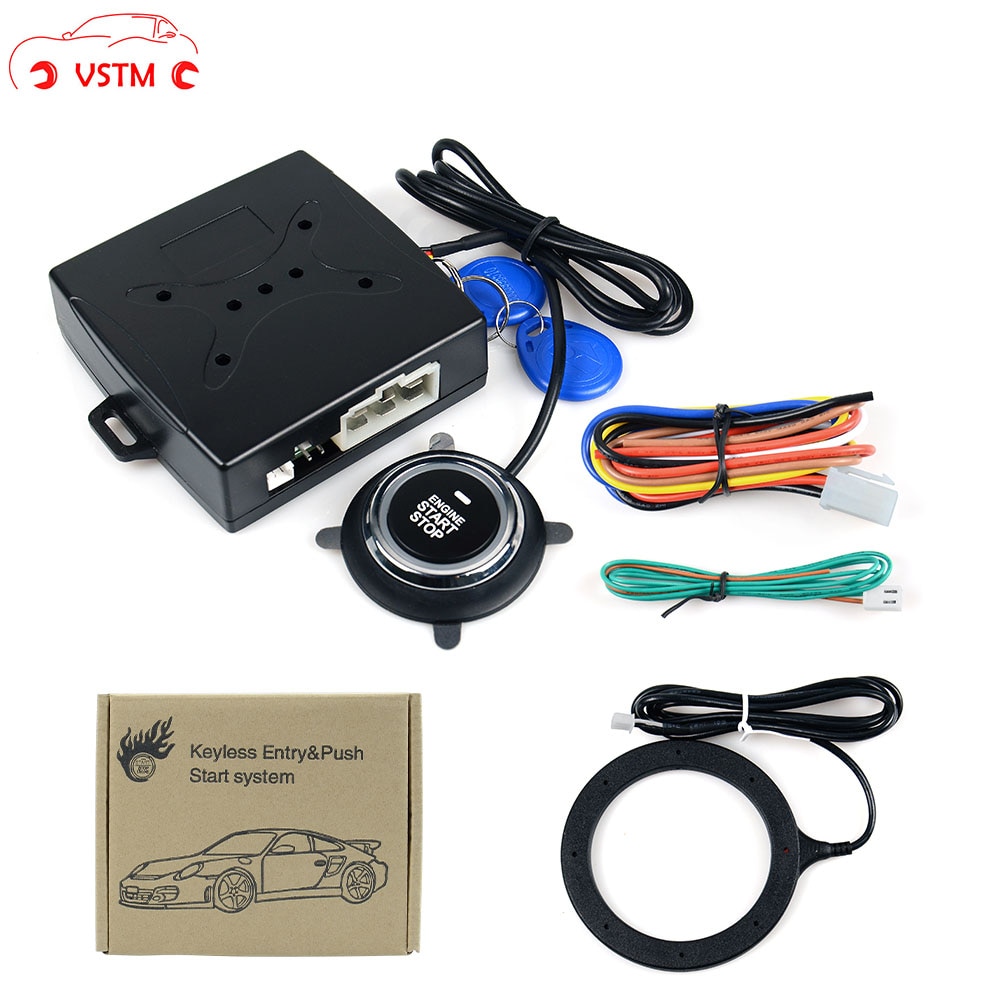 Car Alarm Car Engine Push Start Button RFID Lock Ignition Starter Keyless Entry Start Stop Immobilizer Anti-theft System Car Kit