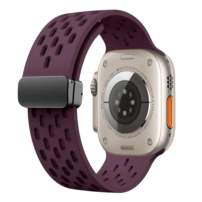 Magneettinen ranneke apple watch ultra 2 :lle , 49mm 44mm 45mm 40mm 41mm 42 38 45 mm silikoniranneke iwatch-sarja 9 7 8 se 6 5 3: Savuisen mauve / 12mm