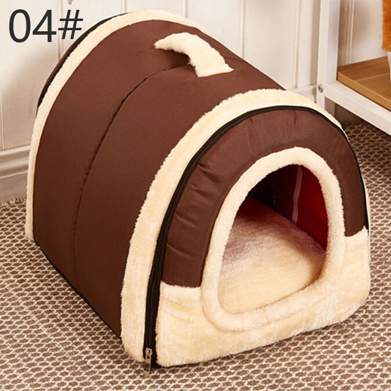 Afneembare Wasbare Hond Huis Kat Huis Mat Kattenbakvulling Leuke Kat Huis Kleine Middelgrote Hond Gaf Hond bed Lui Dier Bed: Classic brown / 60x45x45cm