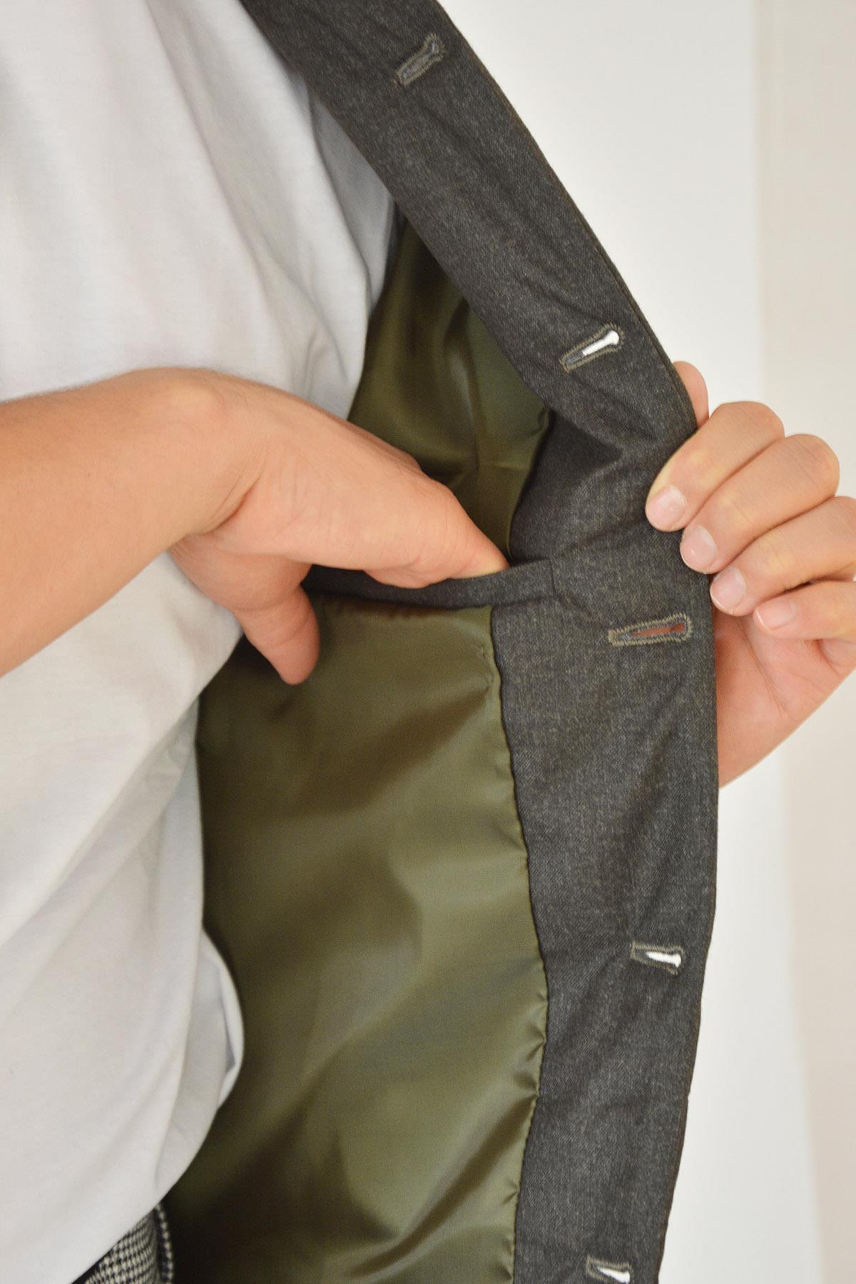 Nadmuchiwana wełniana zielona kamizelka męska