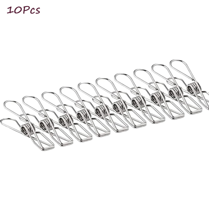 6cm 10/20/40/100Pcs Clothespin Stainless Steel Clips Clothes Pins Pegs Holders Clamps Sealing Tool Hangers Home Storage Organize: Red