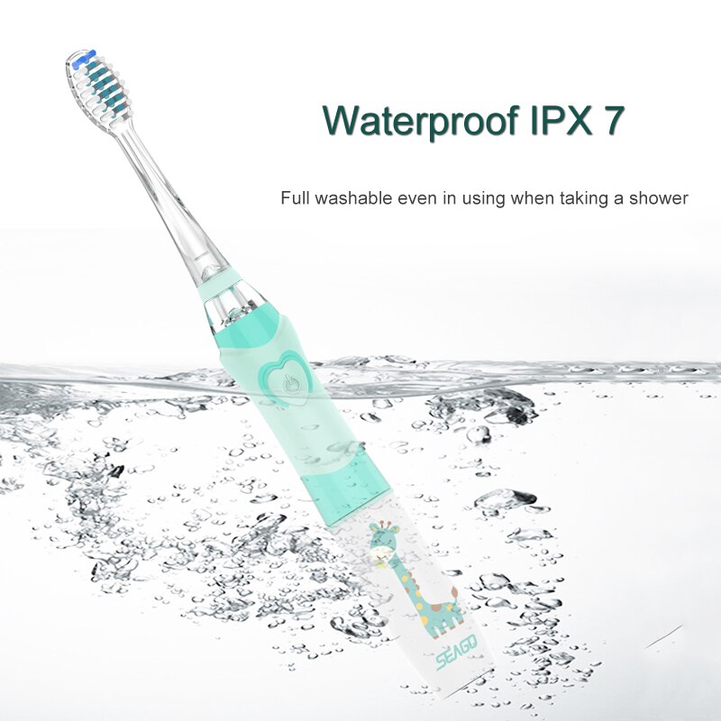 SEAGO-cepillo de dientes eléctrico para niños, dispositivo dental sónico, impermeable, automático, con luz LED, para 3-12 años