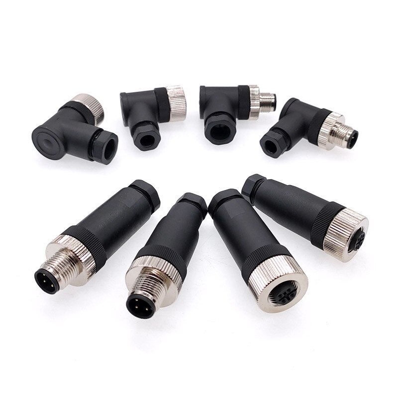 M12-Sensorstecker 4-polig 5-polig M12-8 wasserdichter männlicher und weiblicher Stecker mit Schraubgewinde und Kupplung A-Code-Sensoranschlüsse