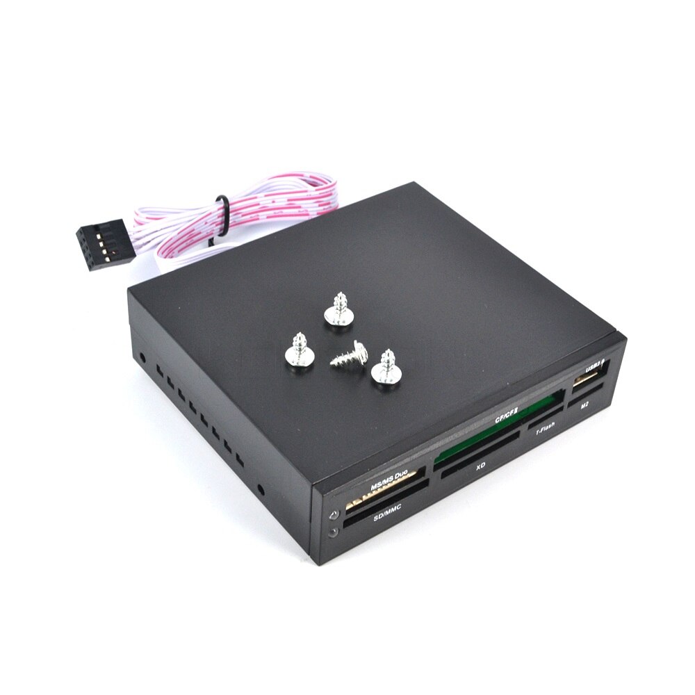 All In 1 Internal Card Reader USB 2.0 3.5" Floopy Bay Front Panel SDHC Micro SD MMC CF XD TF Flash Memory Card Reader