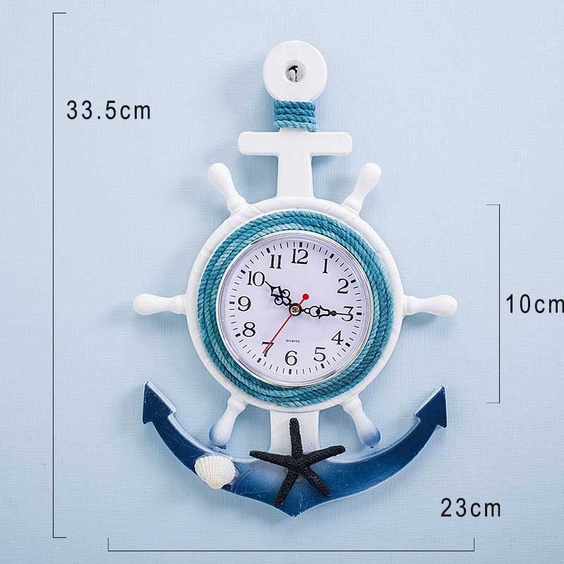 Horloge murale en bois marine d'été de style méditerranéen, gouvernail, ancre, décoration de la maison, horloge murale, décoration, montre numérique en bois muet: Étoile de mer dégradée