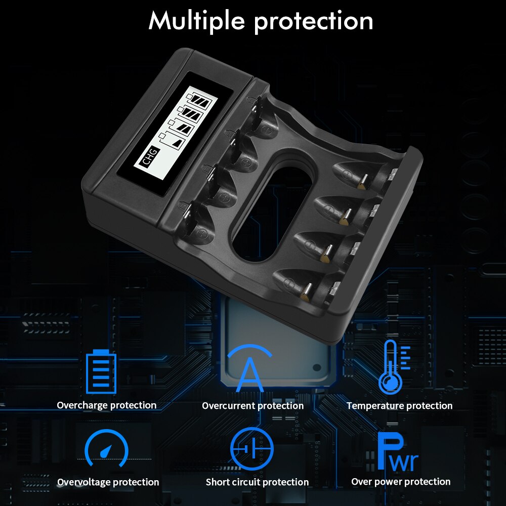 battery charger for aa 1.5v battery 4 slots with LCD display charger for aa aaa lithium 1.5v rechargeable battery