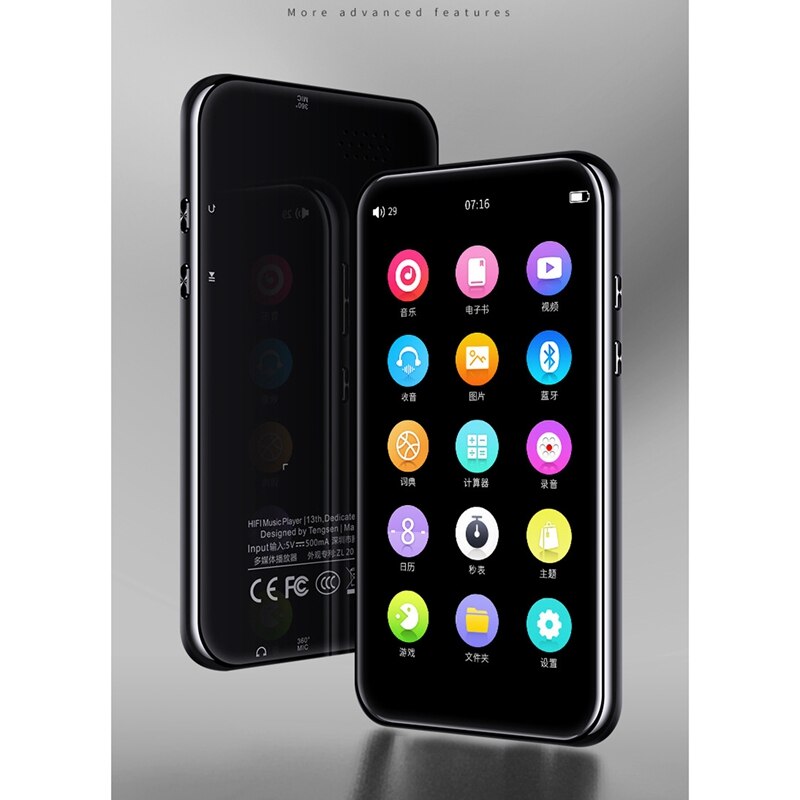Mp4 muziekspelers 4.0- inch full-sn press  mp3 spelers bluetooth 5.0 walkman hifi geluid