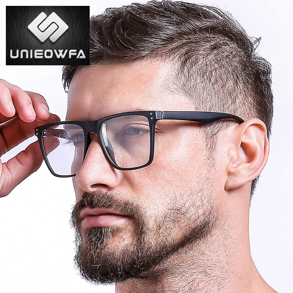 UNIEOWFA Square Retro Prescription Glasses Frame Men Transparent Clear Eyewear Spectacles Frame Optical Myopia Eyeglasses Frame