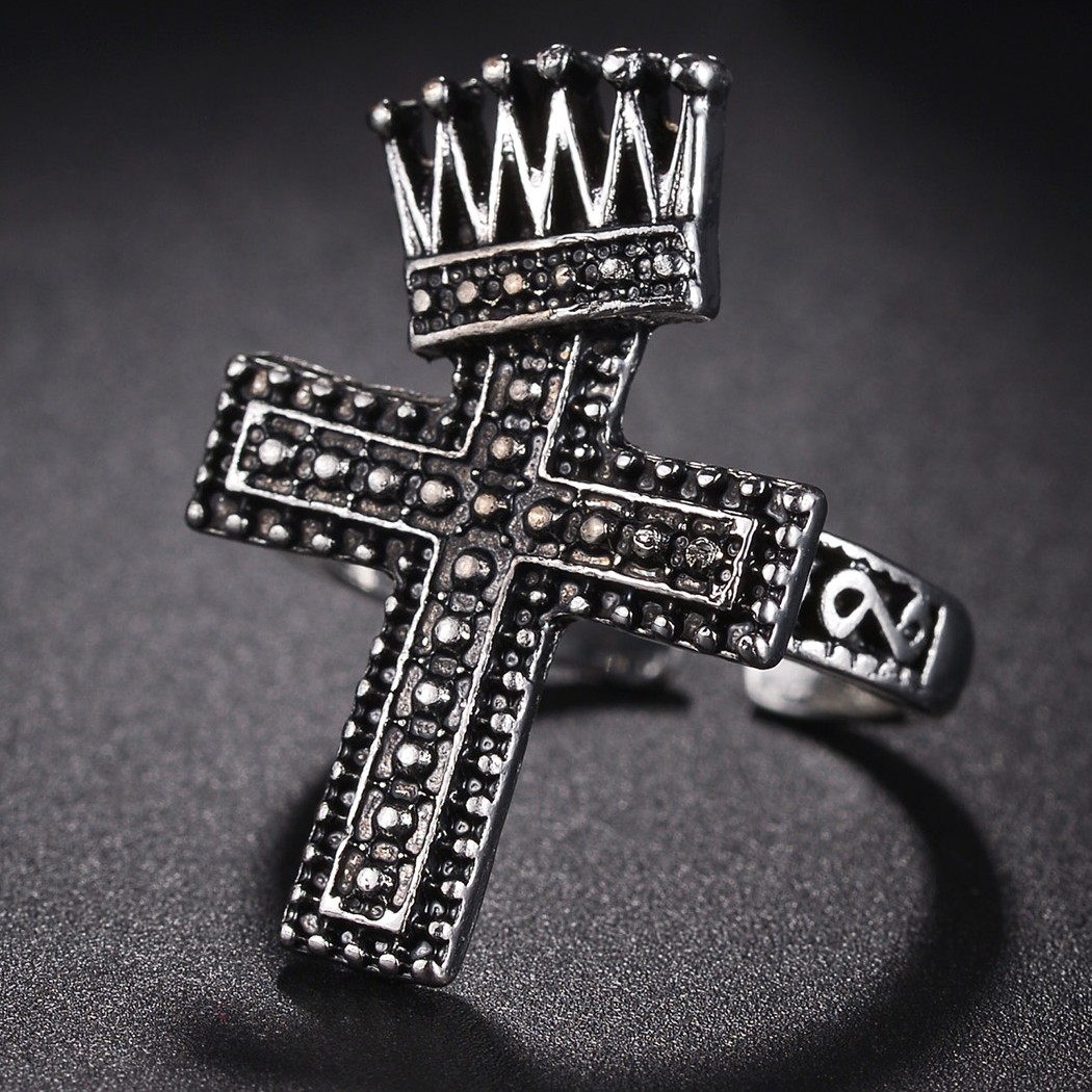 Bague croix noire Vintage pour femmes, gothique, Punk, Steampunk, jésus, pour hommes, fille et garçon, fête, bijoux masculins à la: Rouge
