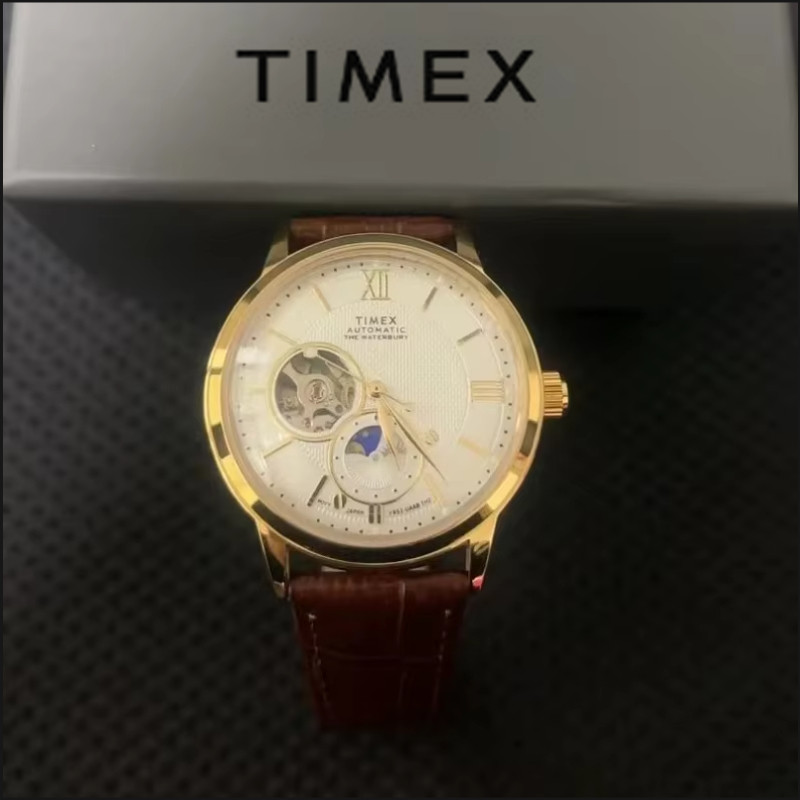 TIMEX automatisch herenhorloge luxe vrijetijdsbesteding multifunctionele horloges voor heren kalender lederen strip polshorloge