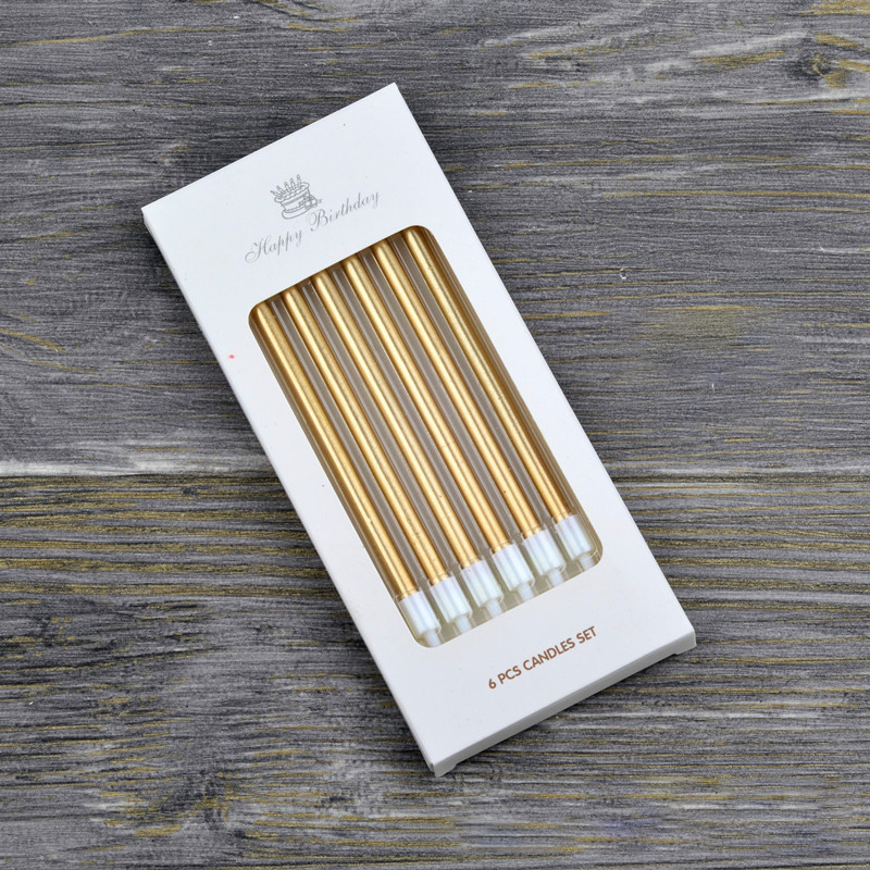 6 Pcs Lange Dunne Cake Kaarsen Metallic Verjaardag Kaarsen Lange Dunne Kaarsen In Houders Voor Verjaardag Wedding Party Cake Decorations: Rood