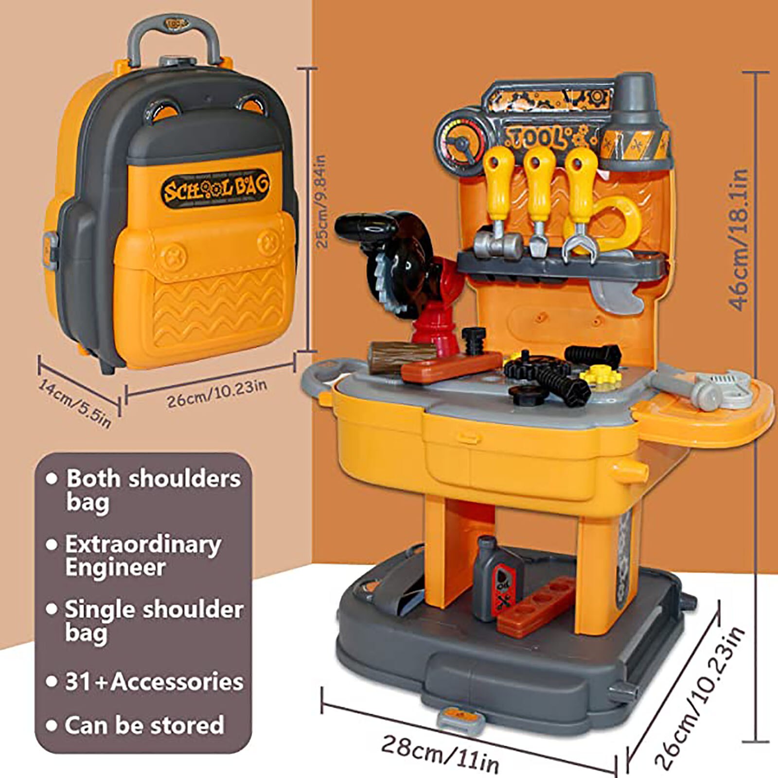 children&#39;s toys Pretend Play Engineering Tool Set Box Kit with Carry Case Toys for 3 Year Old kids