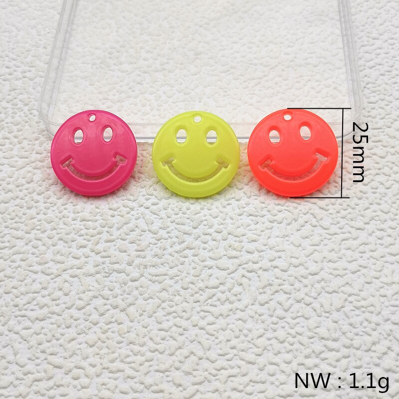 ! 15/25mm 100pcs Neon effect Smiley shape Charm for Ear DIY Making parts,Jewelry Accessories Findings & Component
