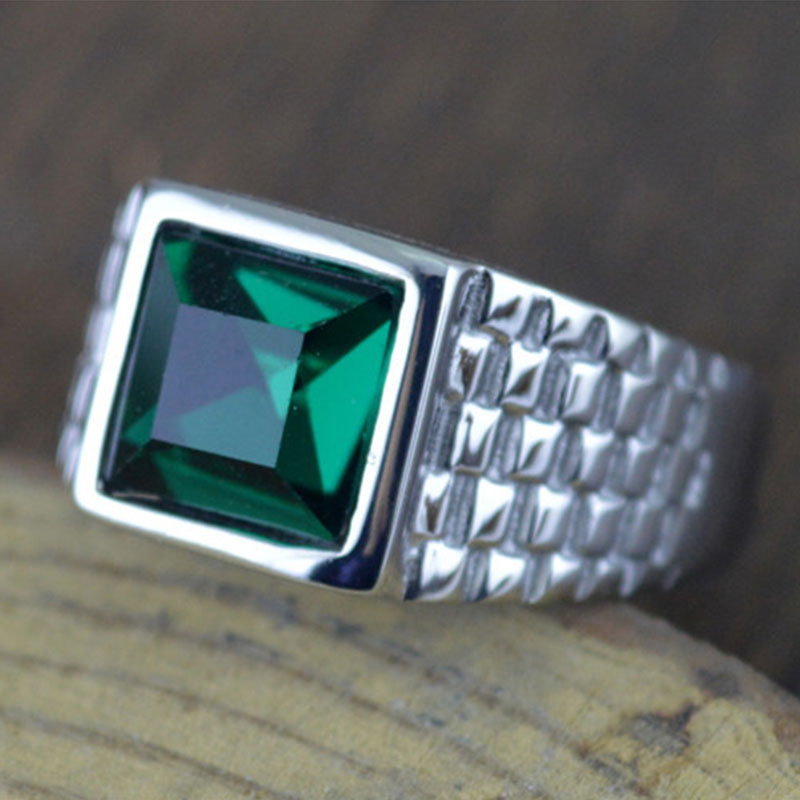 Klassieke Sieraden Groen Zirkoon Rvs Heren Ring Anniversary Engagement Wedding Ring Party Accessoires