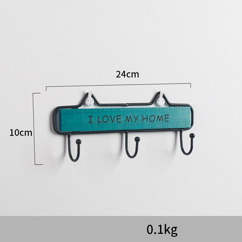 CAPTAINIRON Wall Hanging Letter Hooks for Key Holder Wall Decoration Hanger Iron Craft for Home Decor and Kitchen Tools Perchero: Blue Home-3Hooks
