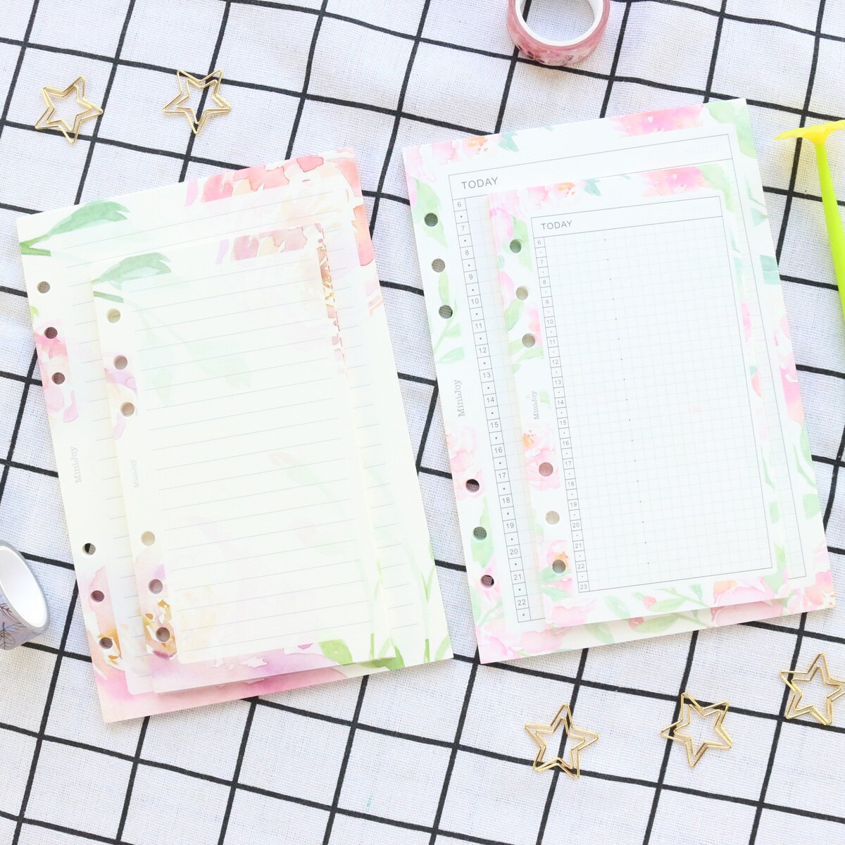 Domikee cute candy flower 6 holes filling inner paper sheets for binder spiral notebooks stationery:line daily planner A6A5