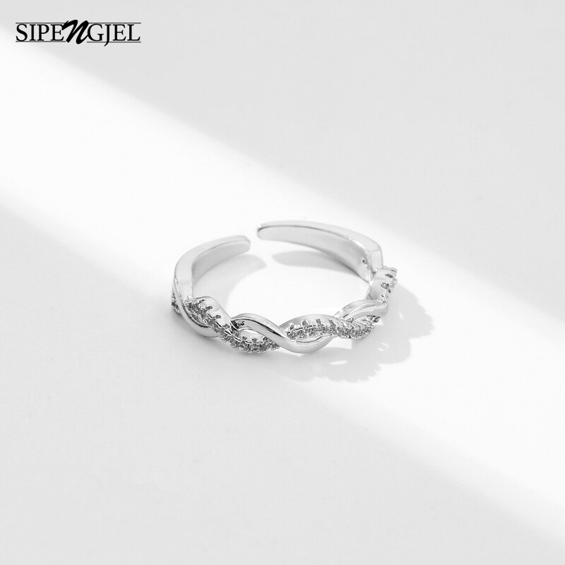 Anillos sencillos con forma de cadena para mujer, joyería para y boda, círculo ajustable abierto, Vintage,: JZ0129 SILVER