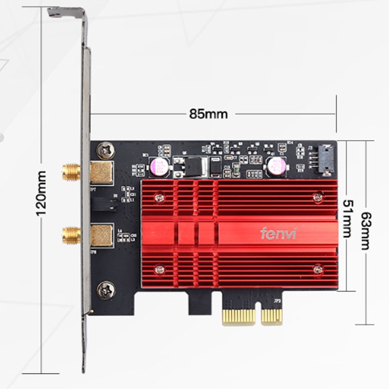 Fenvi  ax3000 2400 mbps dual-band draadloze desktop pcie voor  ax200 kaarten 802.11ax 2.4g / 5 ghz bluetooth 5.0 pci express