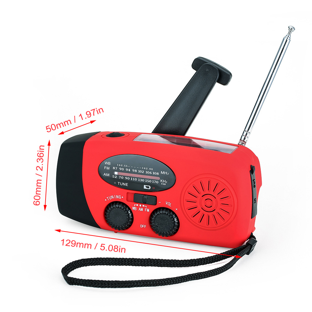 Multifunction Portable Radio AM/FM Flashlight NOAA Weather Mobile Power Source for Emergency Solar Powered Crank Handheld Radio: Default Title