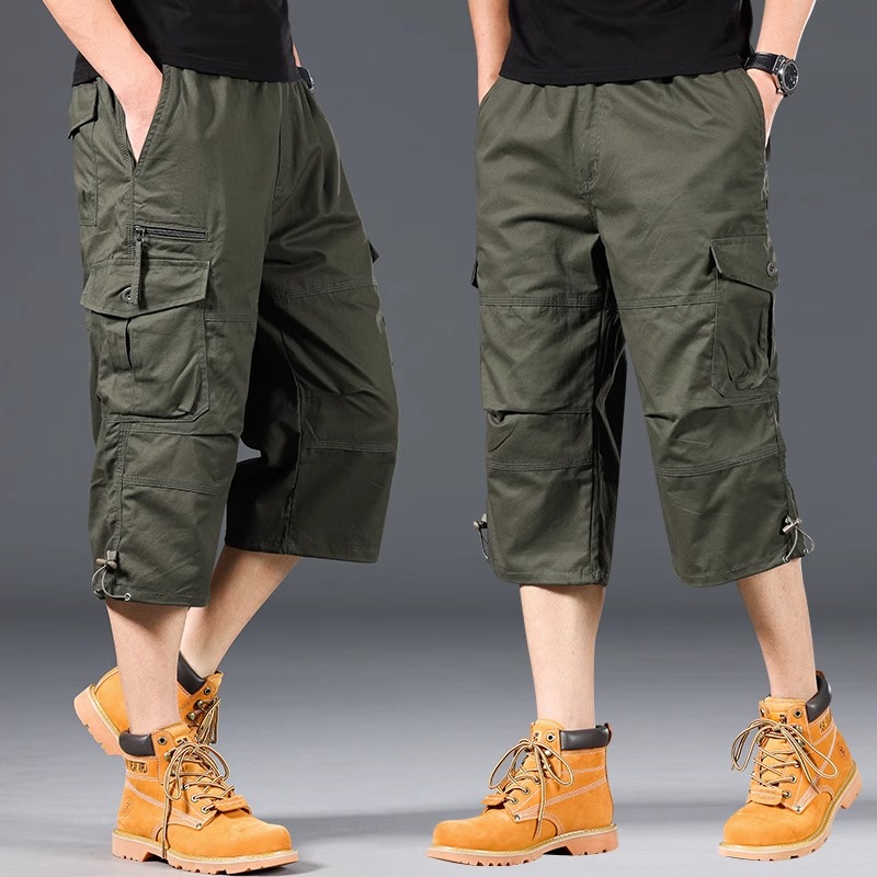 Short d'été ample et décontracté pour hommes, tendance, taille élastique, grande taille, jogging en plein air, pantalon de survêtement multi-poches