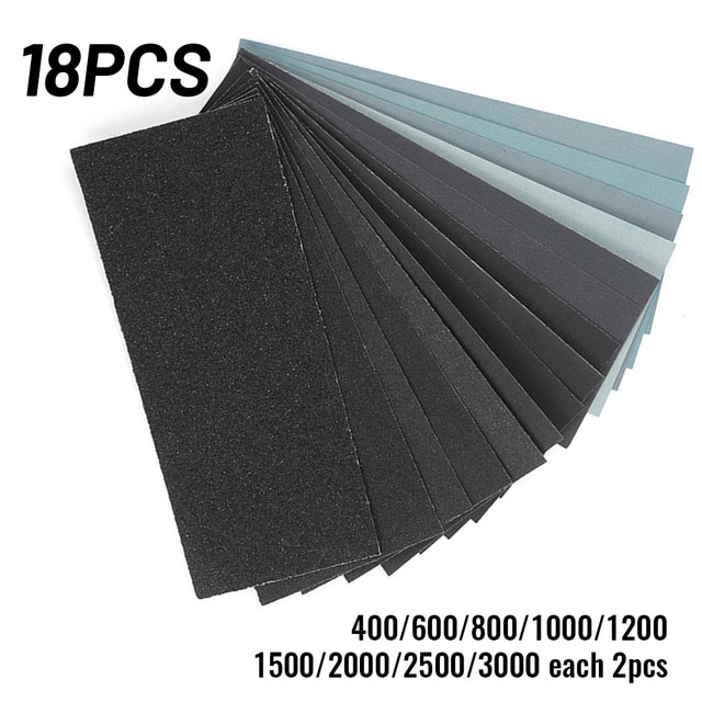 18pcs Wet Dry Sandpaper 150 To 7000 Grit Assortment Abrasive Paper Sheets For Sanding Wood Furniture Finishing 57x140mm: 18Pc 400-3000 Grit