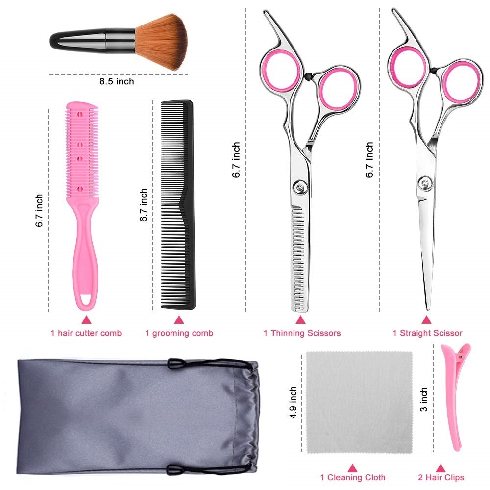 YBLNTEK 9 PCS Hairdressing Scissors Hair Scissors Kit Hair Cutting Scissors Tail Comb Hair Cape Hair Cutter Comb