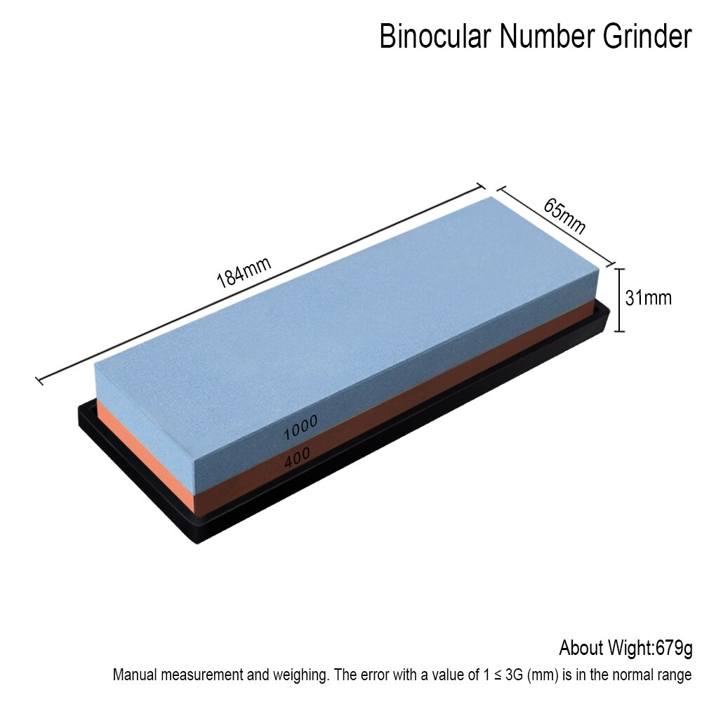 Messenslijper Steen Slijpsteen 2-IN-1 Slijpen Slijpsteen Kit Honen Houder Siliconen Basis Polijsten Tool Keuken mes: 1000 400  grit