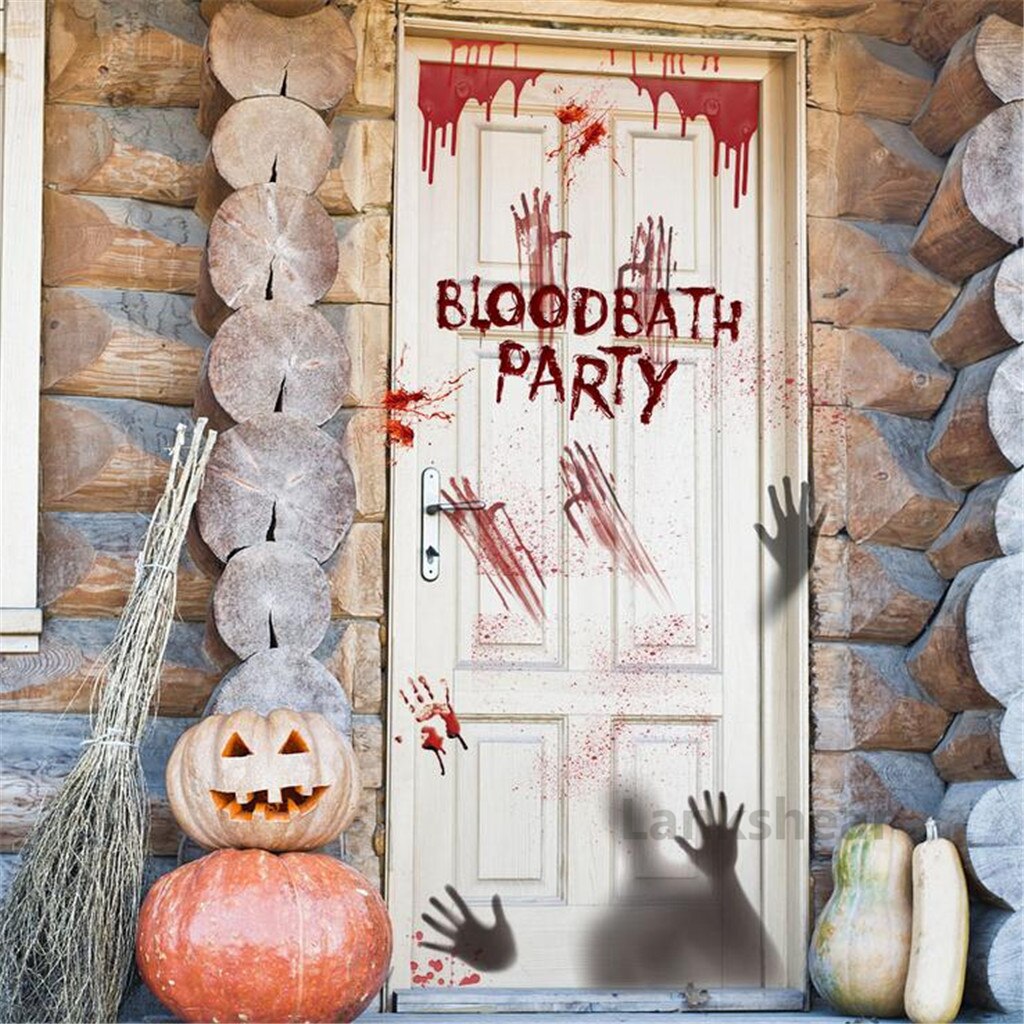 Horror Halloween 3D Door Stickers PVC Waterproof Wallpaper Self Adhesive Hd Print Mural Picture Art Room Decor Home: 77x200cm