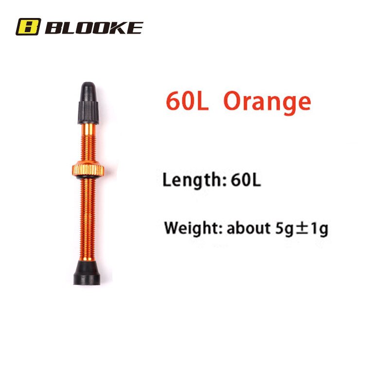 BLOOKE 34/46/60/80MM EPDM Rubber and Alloy Material Bicycle French F/V Tubeless Tire Valve Suitable For Road Bike MTB: 60L Orange