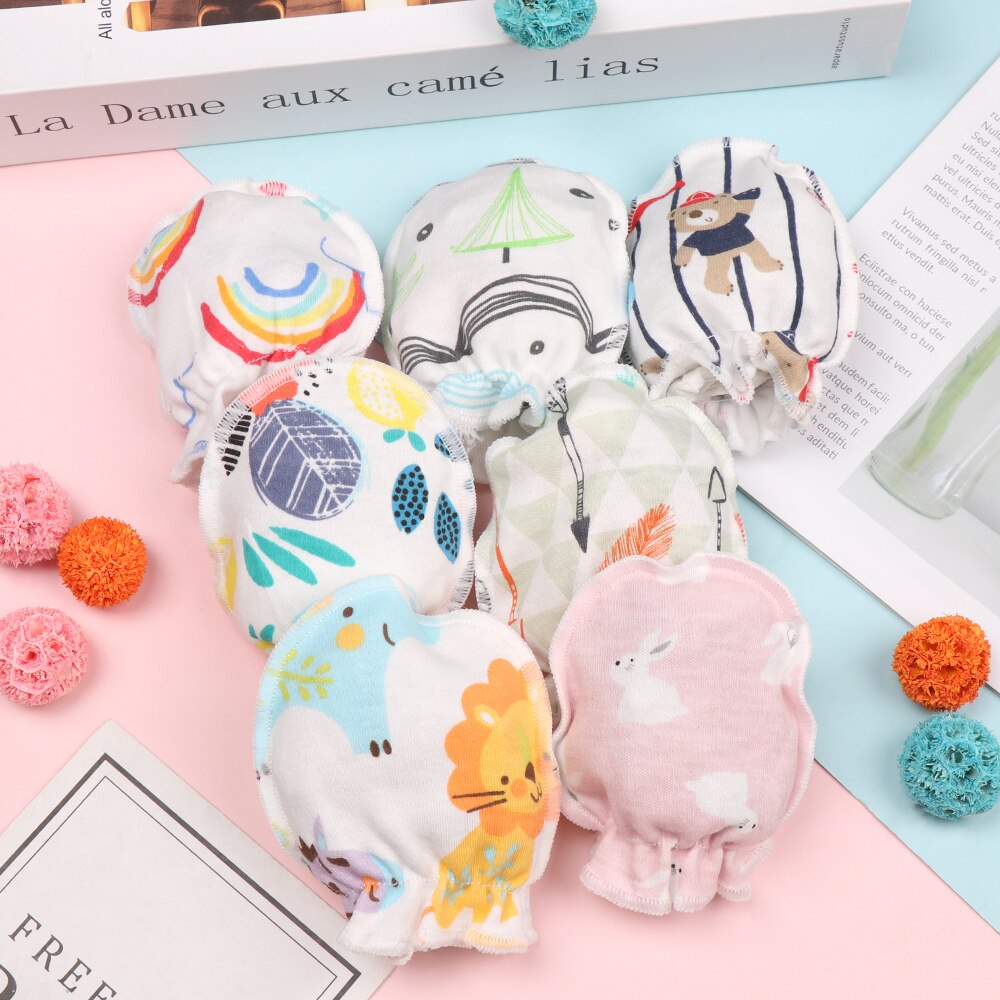 1 par ren bomull baby anti ripe hansker myke komfortable nyfødte hansker beskyttelse ansikt baby votter spedbarn tilbehør