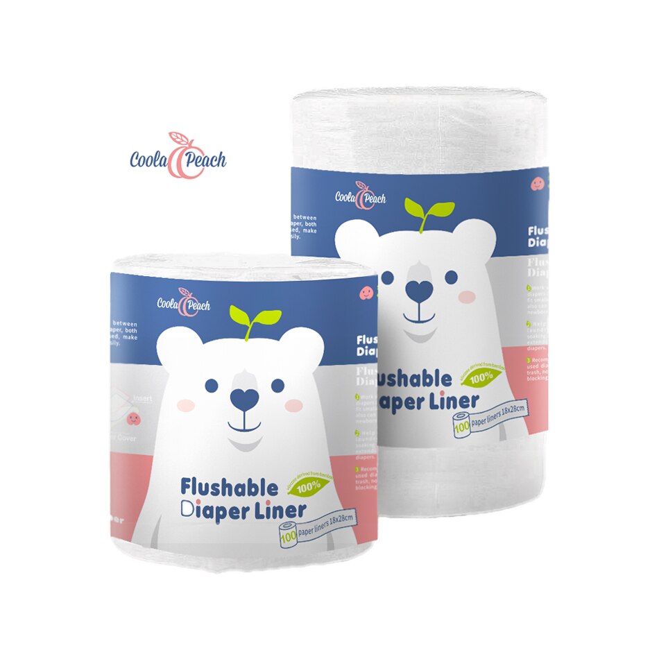 Coola Peach bamboo flushable diaper liner 100 biodegradable disposable