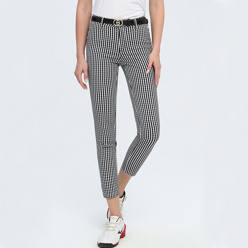Oclunlc Neue Golf Hosen damen Frühling Sommer Dünne Golf Hosen draussen Sport Gitter Lange Hosen Damen Gerade Gamaschen: Schwarz / L