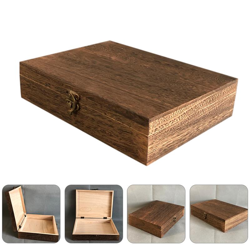 1 Pc Wooden Storage Case Simple Storage Container Dust-proof with Lock (Brown)