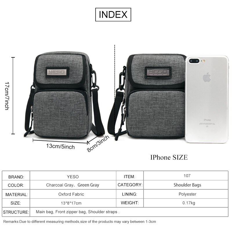 YESO Shoulder Bags for Men Water Resistant Nylon Leisure Crossbody bags Male Travel Business Messenger Bag