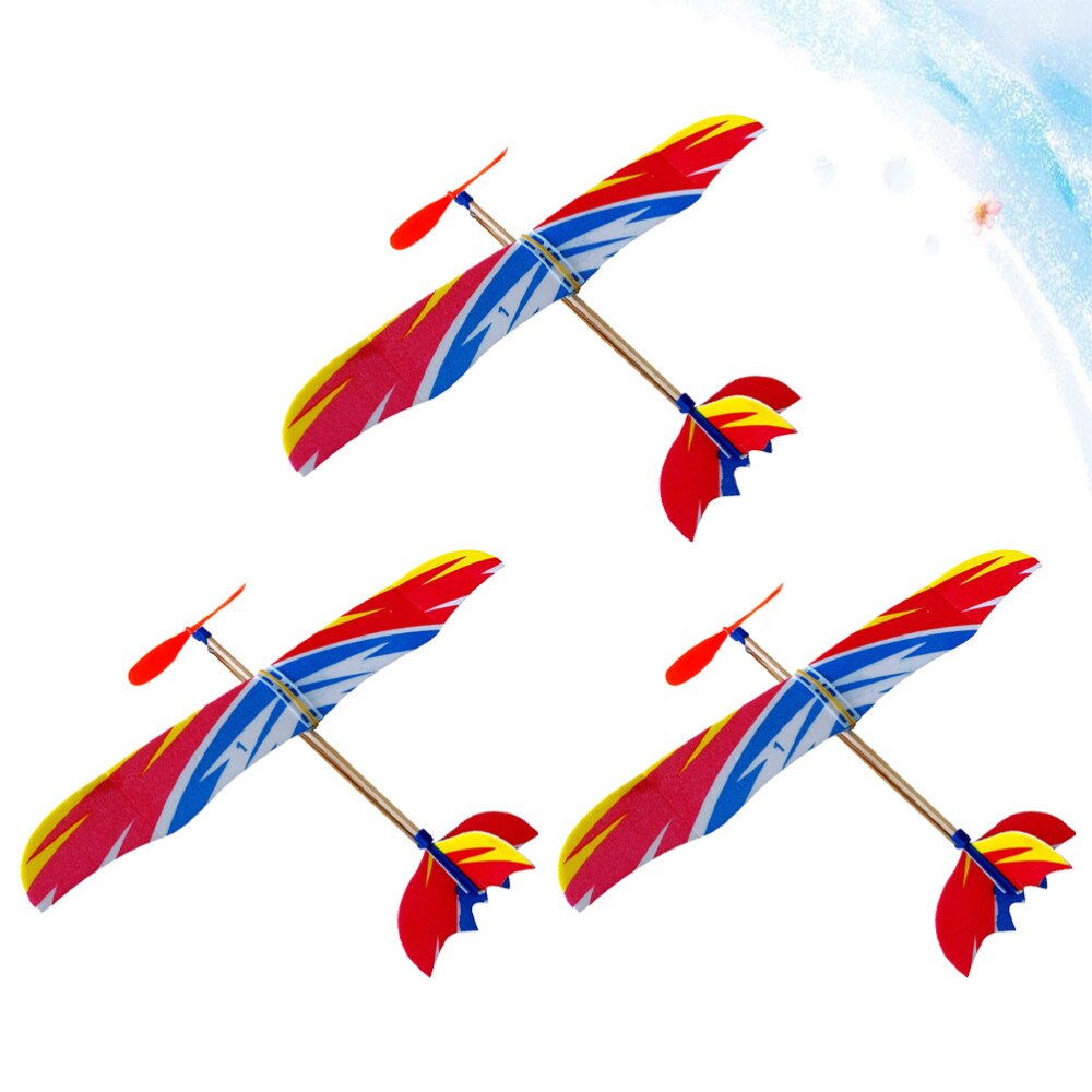 1 Set 3Pcs Rubber Band Powered Aircraft Toy (Small Thunderbird Colorful)