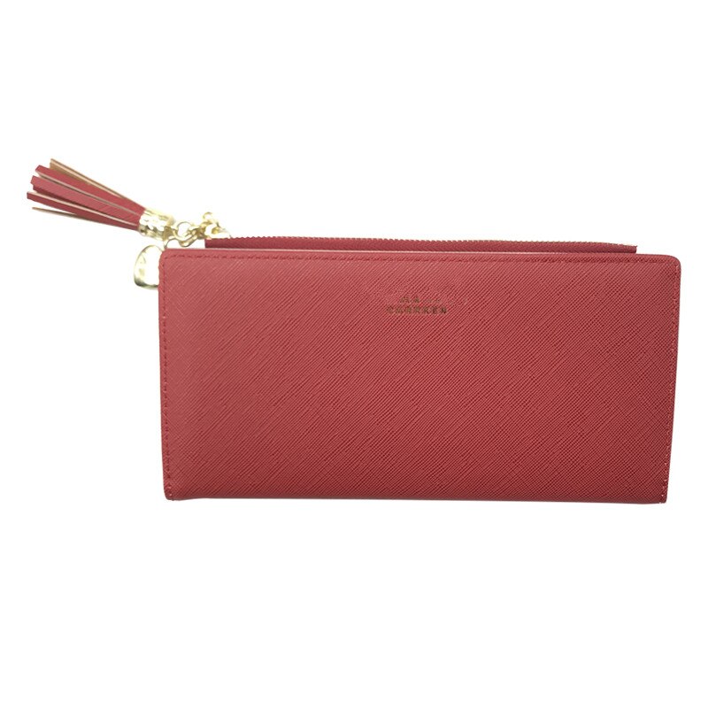 Tassel Wallet Women Long Cute Wallet Leather Tassel Women Wallets Zipper Portefeuille Female Purse Clutch Cartera Mujer: Red