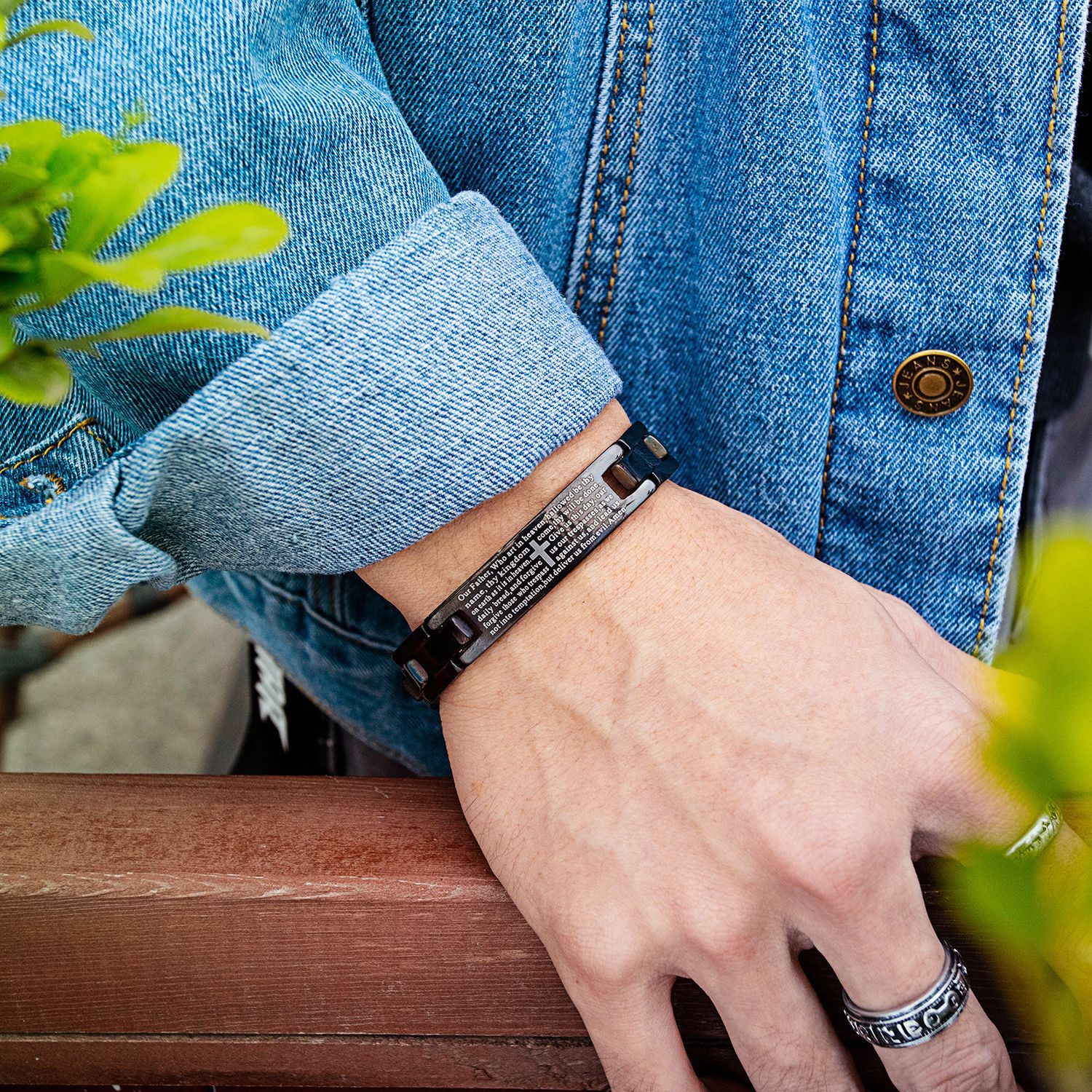 Fars dag kors skrift bibelen menns rustfritt stål armbånd retro personlighet for far, pappa