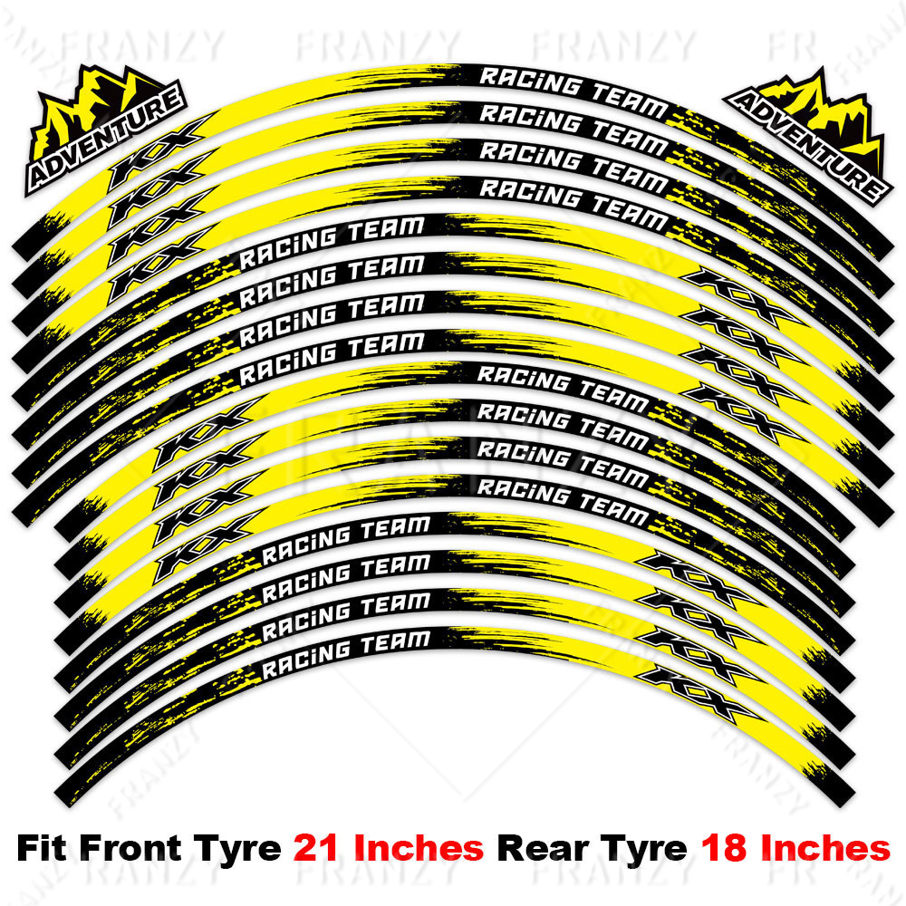 Adesivo para roda de motocicleta, decalque refletivo para aro, fita listrada para kx 250 450 500 125 250x 450x kx250f kx450f 50 anos: Prateado